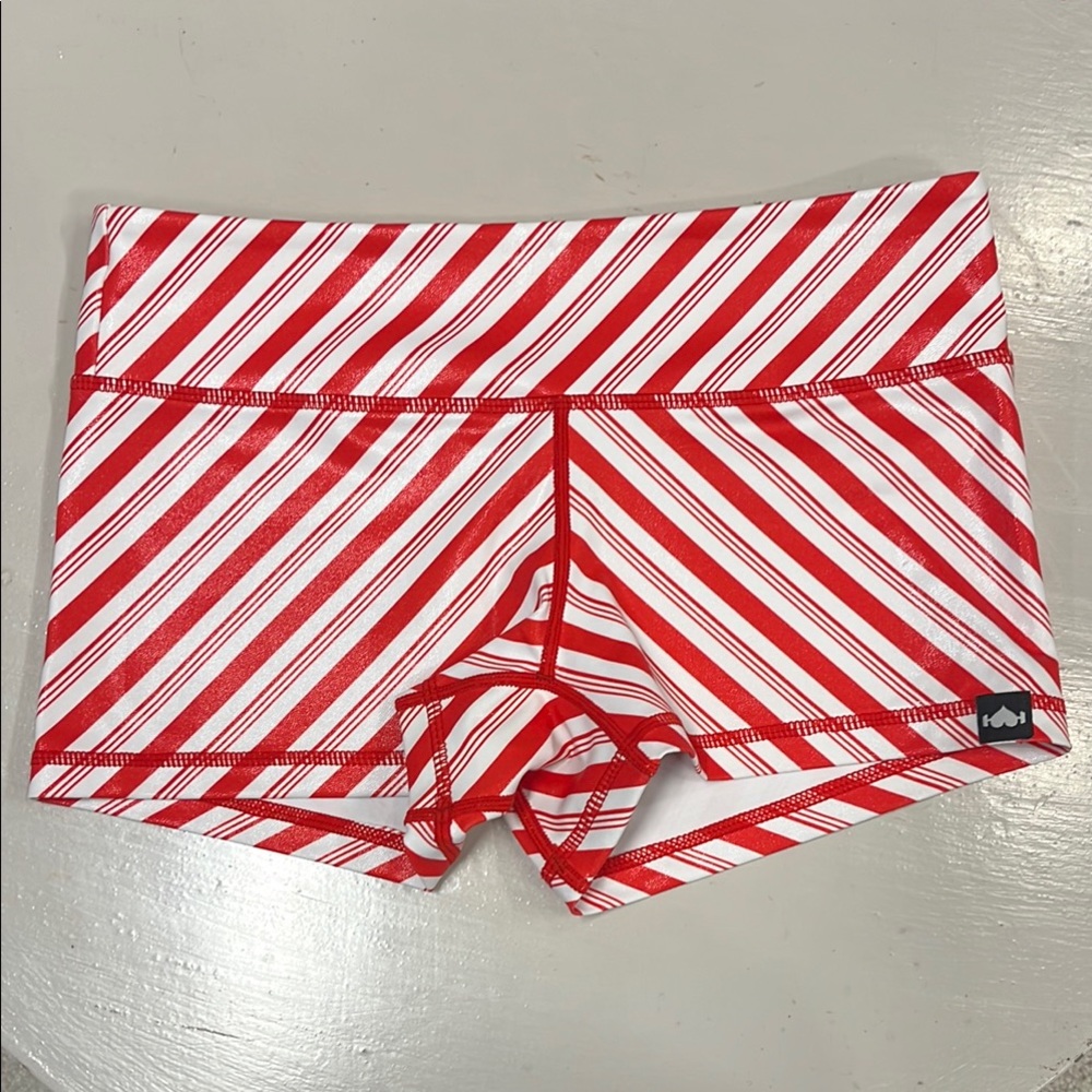 Red and White Striped Athletic Shorts